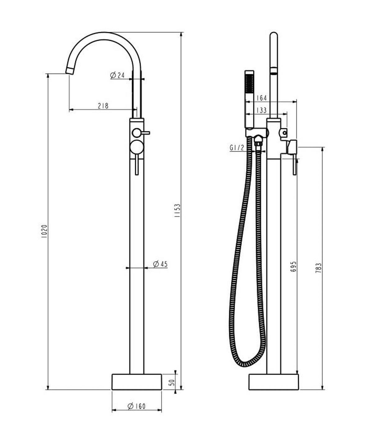 VANOVÁ BATERIE Fuji volně stojící chrom - chromová, kov (16/115/22cm) - Badplaats