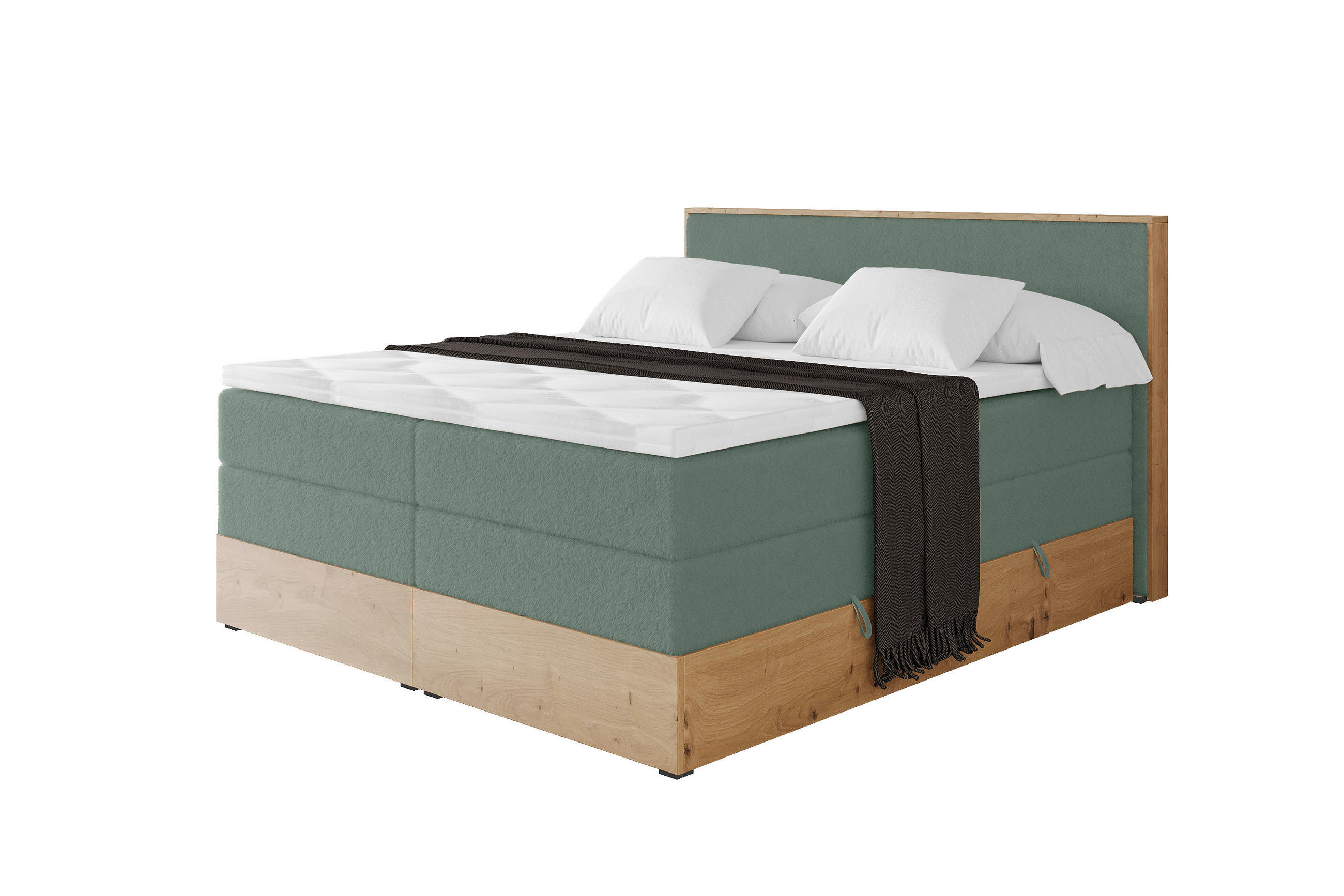 BOXSPRINGBETT LOLLI9 -KING 180x200 - H3/H4 Grün - Grün, Holzwerkstoff (180/200cm) - ALTDECOR