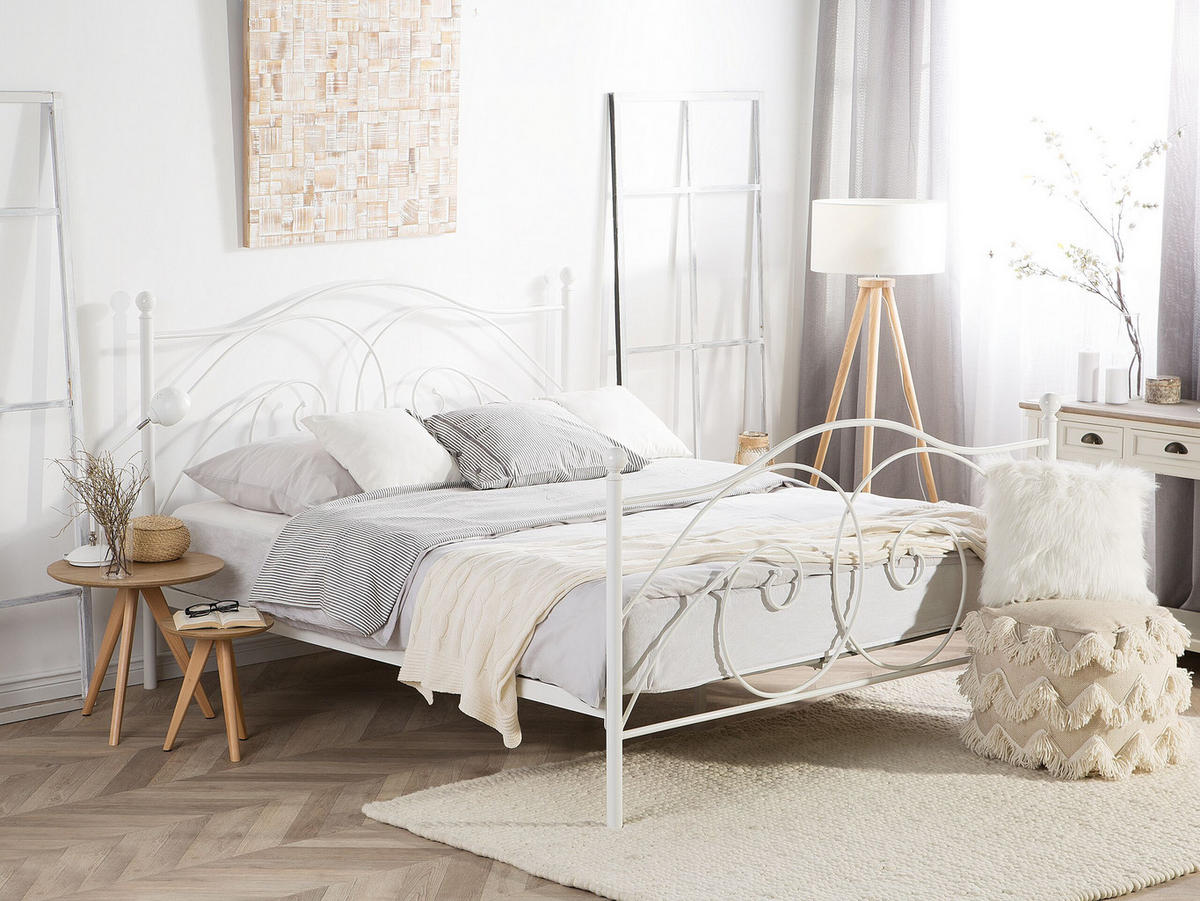 METALLBETT 160/200cm Weiß Dinard - Weiß, Metall (160/200cm) - Beliani