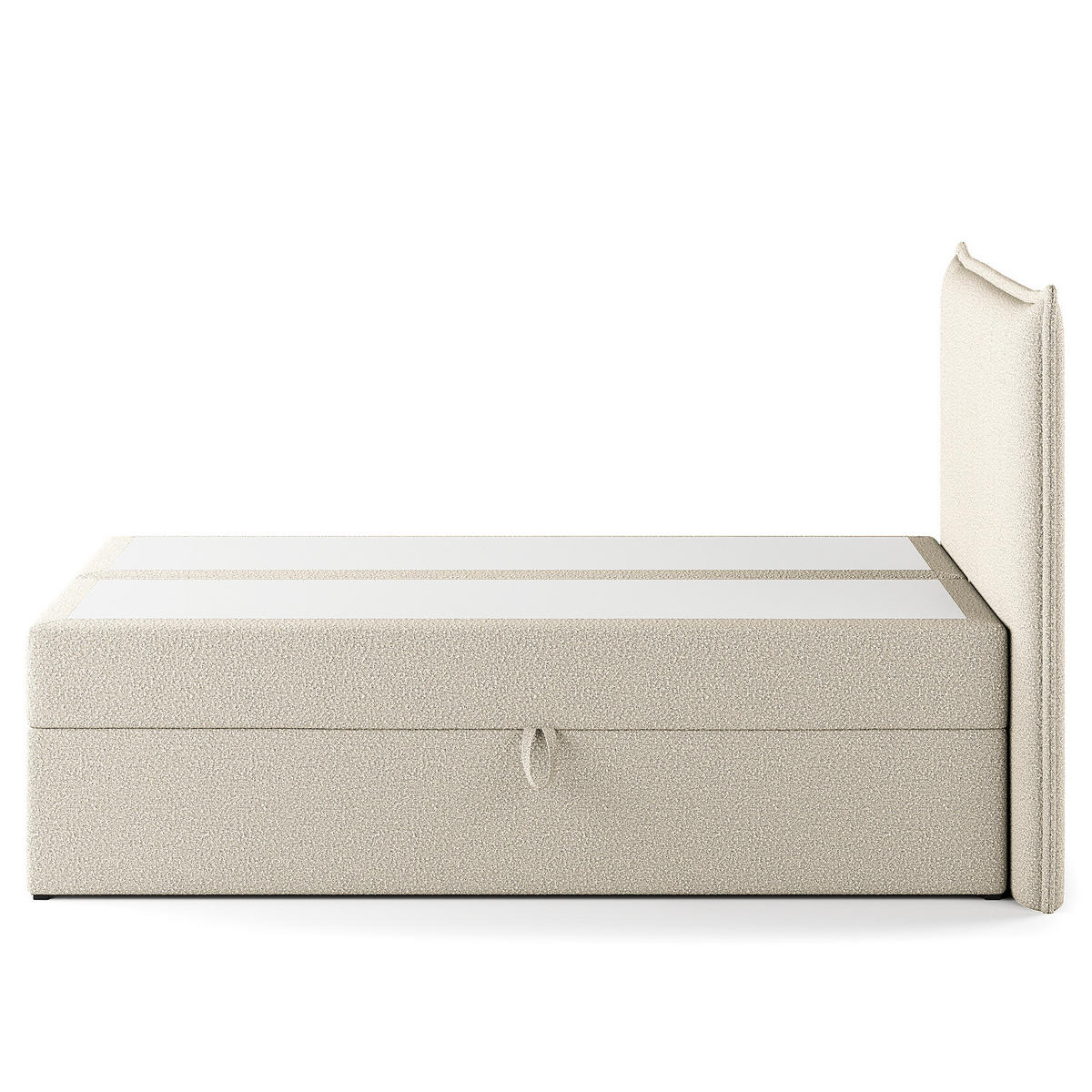 BOXBETT mit Stauraum - Bouclé - Creme, Holzwerkstoff/Textil (120/200cm) - home24