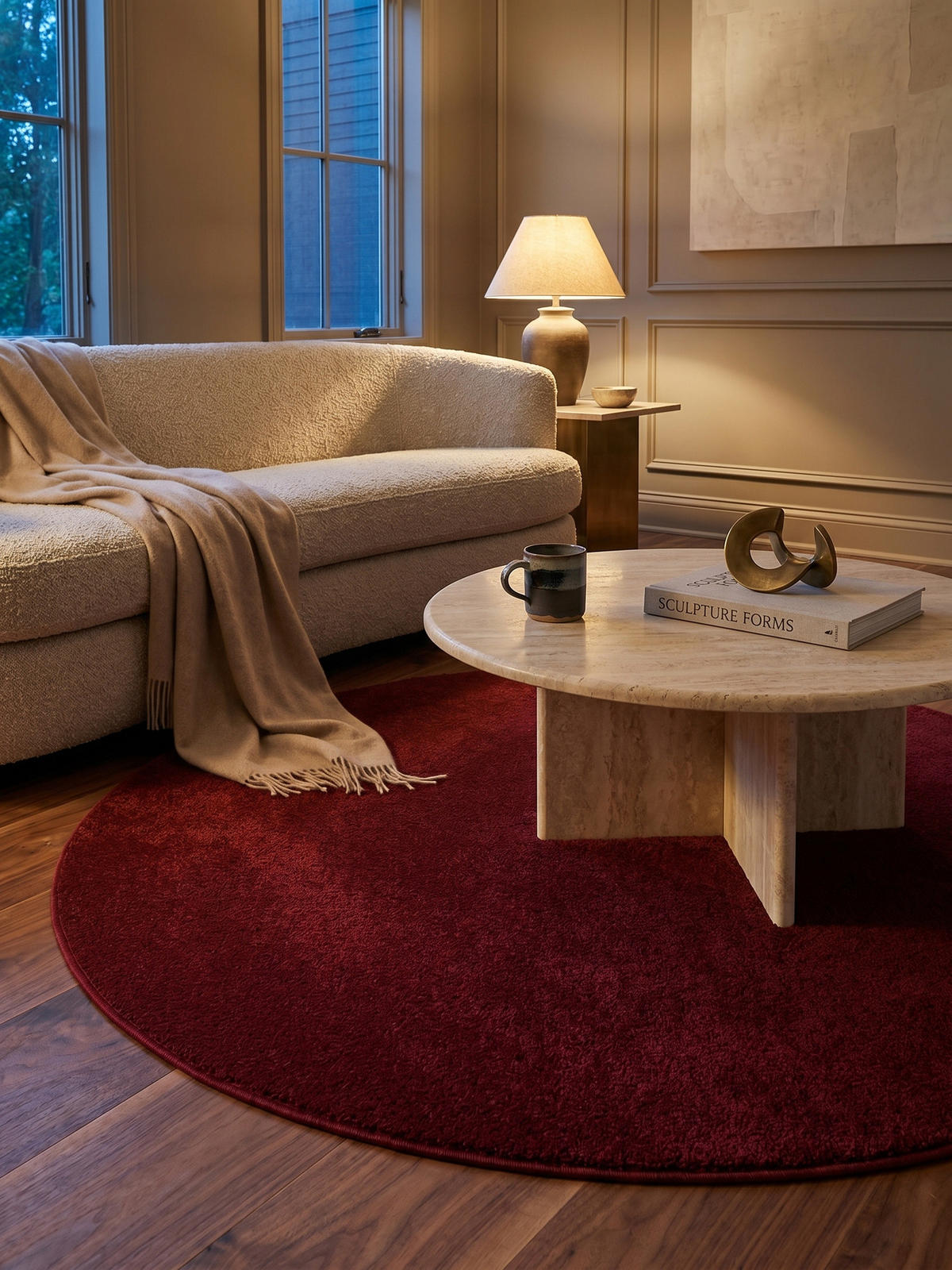 TEPPICH Flur Einfarbig Pflegeleicht Waschbar Wohnzimmer OEKO-TEX Rund Rot 200x200 cm Diele – MAIN - Rot, Textil (200/200cm) - KADIMA DESIGN