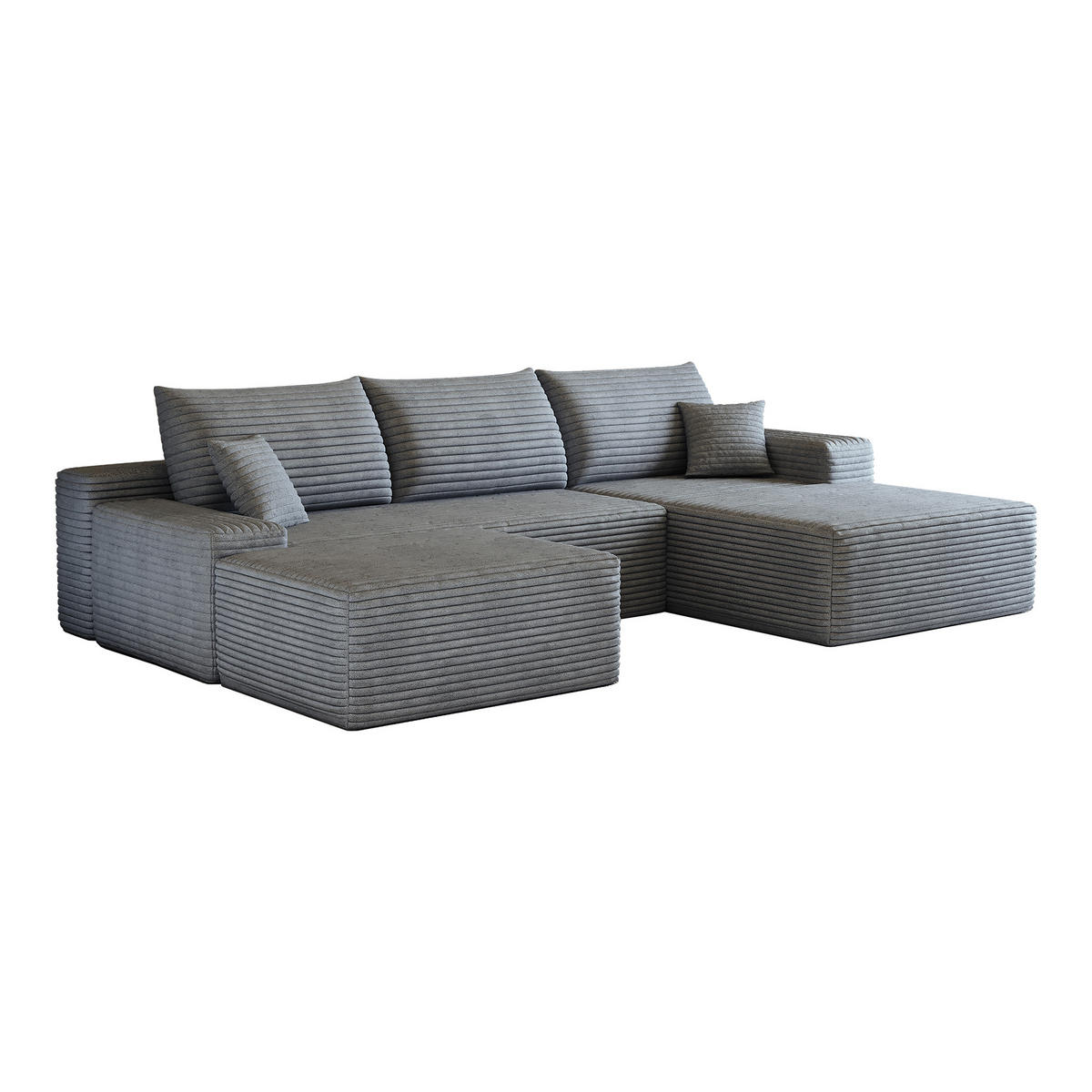 WOHNLANDSCHAFT DE-34857 U-Form 2-Sitzer Chaiselongue rechts Grau - Grau, Textil (175/83/270cm) - ComfortXL