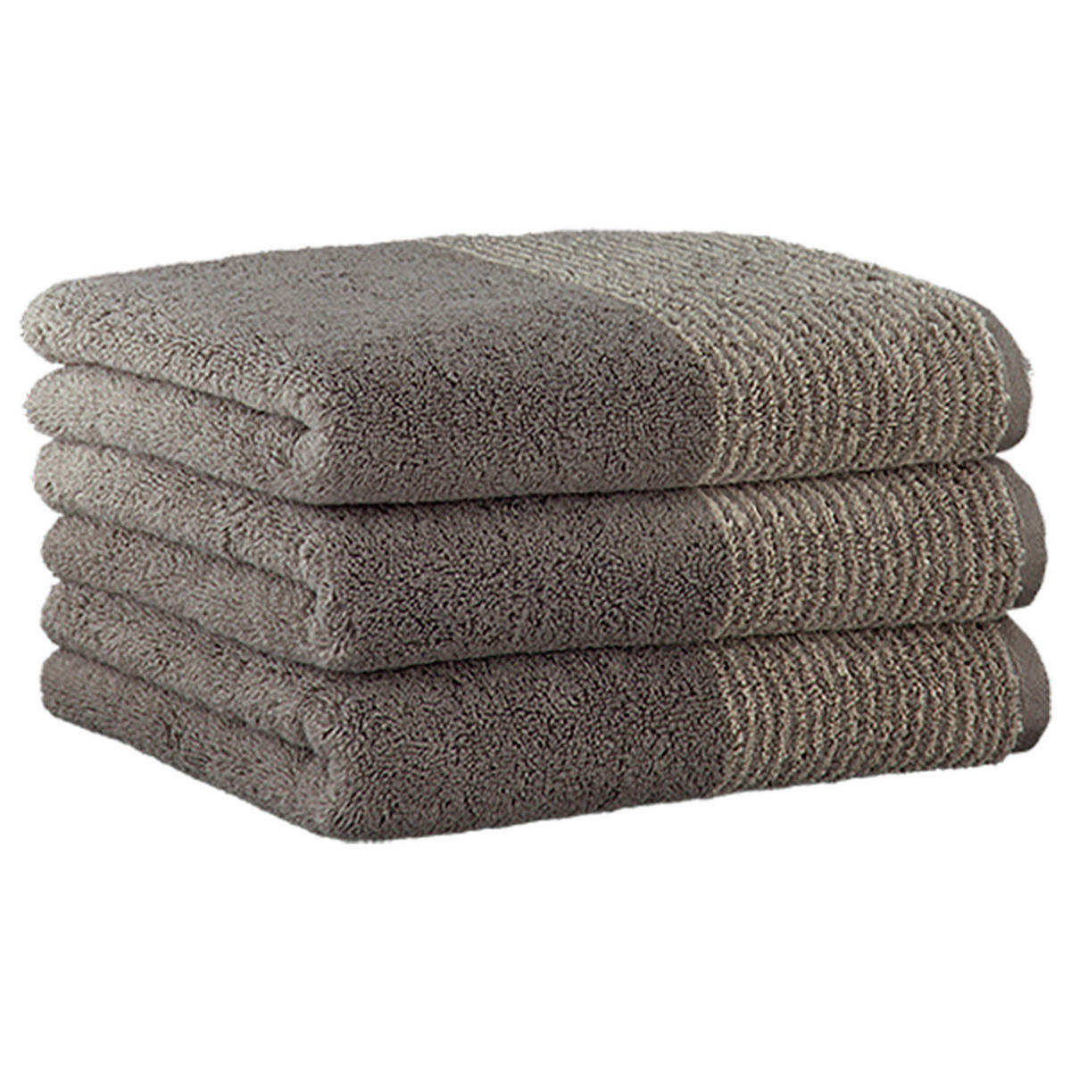 HANDTUCH Unisex Luxury Home Two-Tone Grau 3er Pack Baumwolle - Grau, Naturmaterialien (100/170cm) - Cawoe