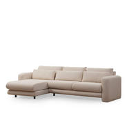 ECKSOFA mit losen Rückenkissen - Creme/Schwarz, Holz/Kunststoff (290/165cm) - myHomelando