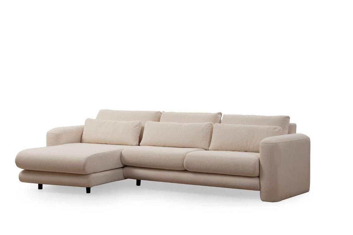 ECKSOFA mit losen Rückenkissen - Creme/Schwarz, Holz/Kunststoff (290/165cm) - myHomelando