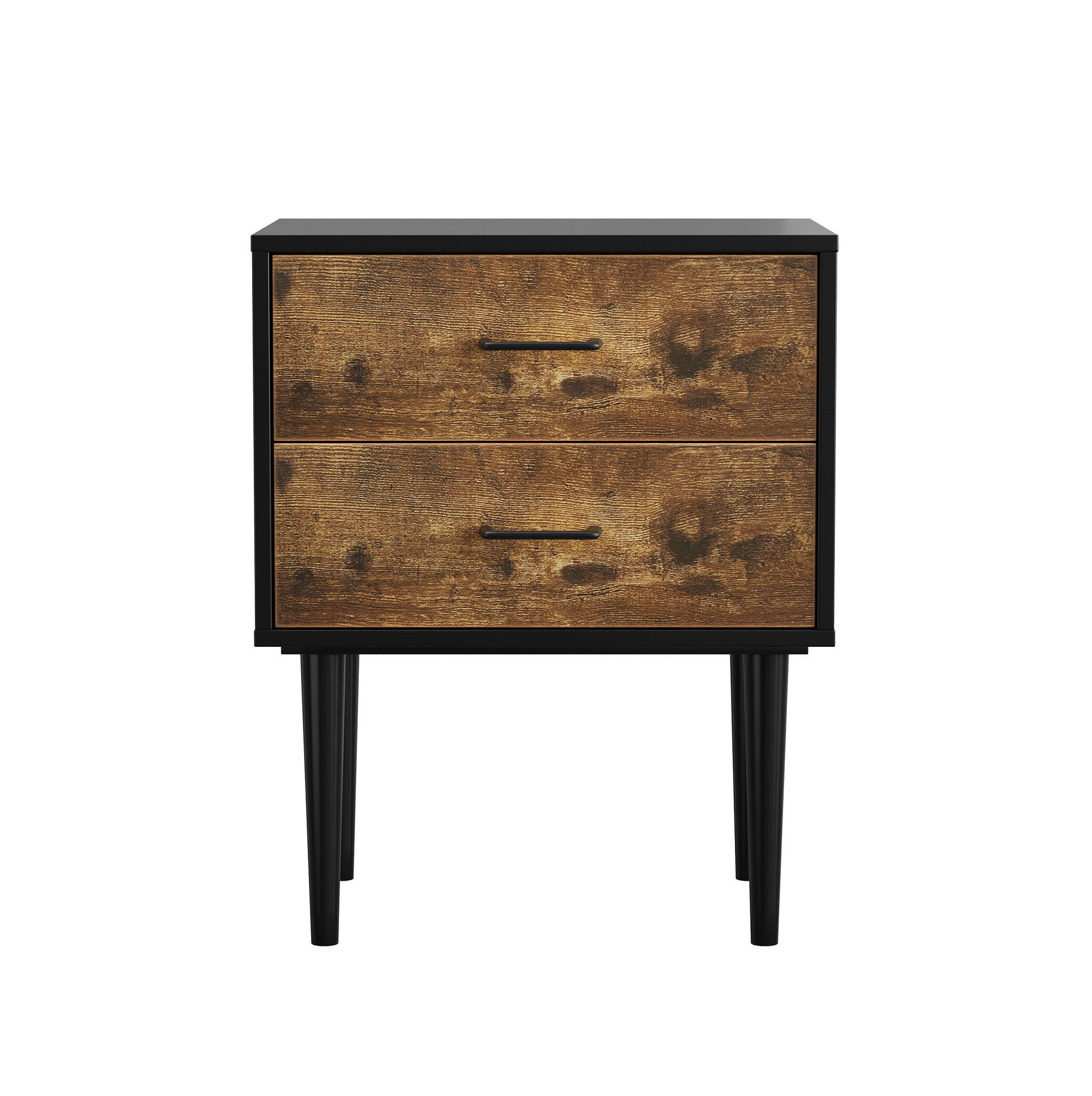 NACHTTISCH aus MDF 51x38x66 cm Antikbraun mit 2 Schubladen im Retro-Design - Braun, Holzwerkstoff (51/66/38cm) - Modfu