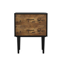 NACHTTISCH aus MDF 51x38x66 cm Antikbraun mit 2 Schubladen im Retro-Design - Braun, Holzwerkstoff (51/66/38cm) - Modfu
