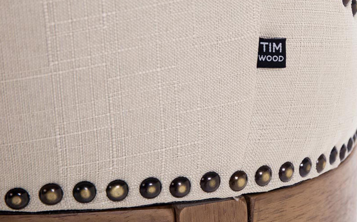 BARHOCKER Stoff creme - Dunkelbraun/Creme, Holz/Textil (55/109/57cm) - CLP