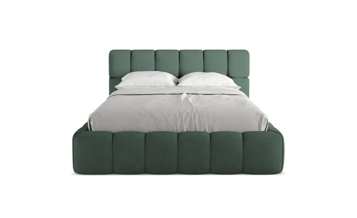 POLSTERBETT mit Bettkasten und Lattenrost 160x228 Grün - Schwarz/Grün, Kunststoff/Textil (140/200cm) - Makamii