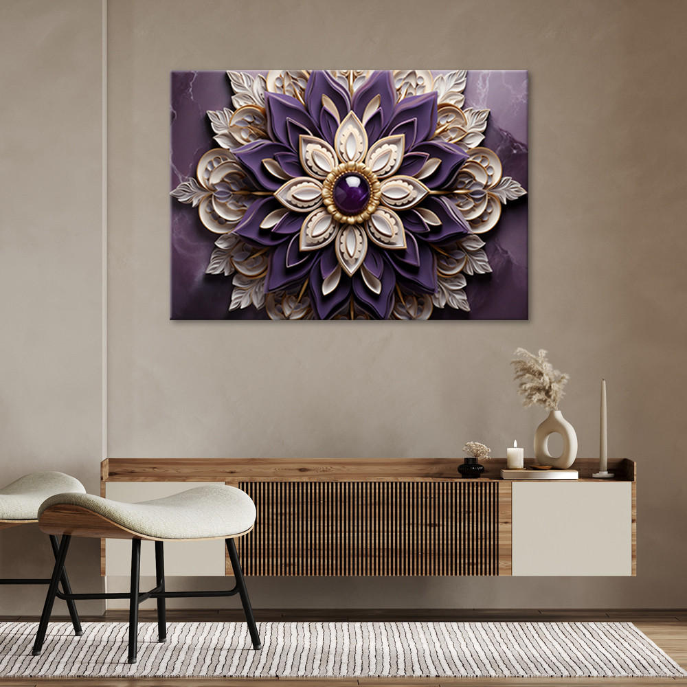 WANDBILD blume abstrakt diamant 3d - Lila, Textil (60/40cm) - Feeby