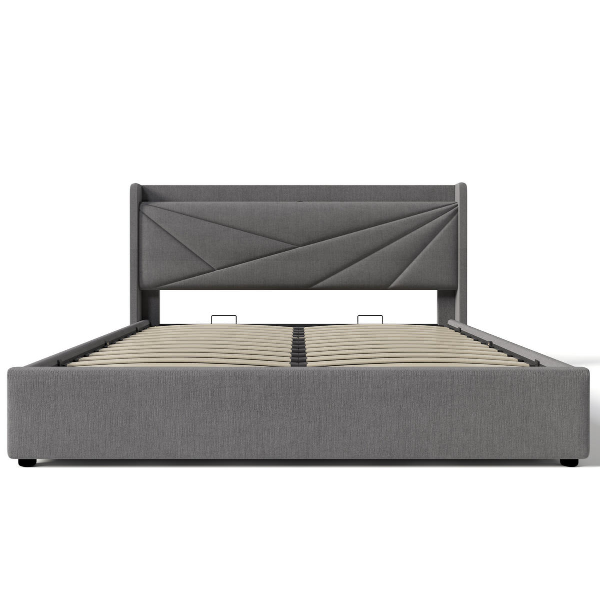POLSTERBETT mit Bettkasten USB/Typ-C 160x200 cm Grau - Grau, Metall (160/200cm) - Meubliv