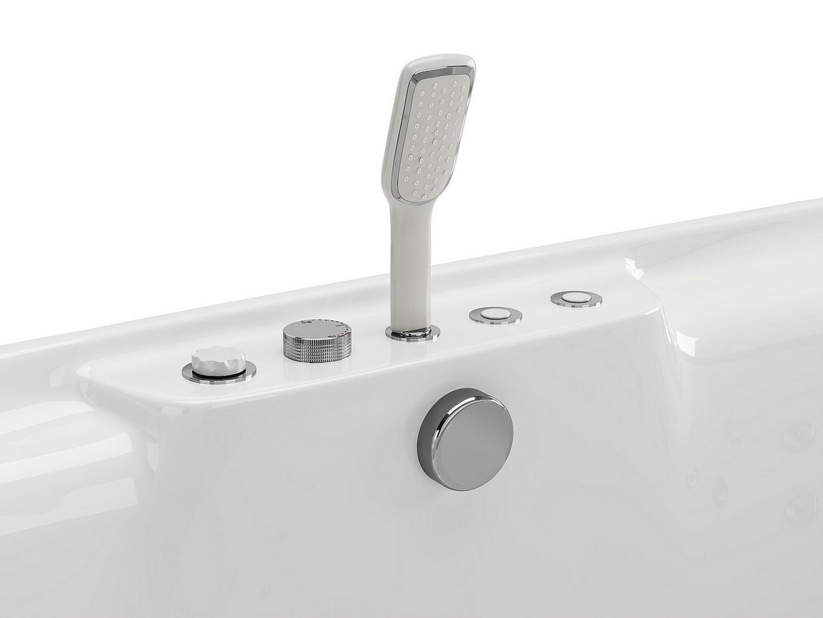 WHIRLPOOL-BADEWANNE - 2 Personen - Weiß - 390 l - 180 x 120 x 60 cm - VOLUTA - Weiß, Kunststoff (180/60/120cm) - Vente-Unique