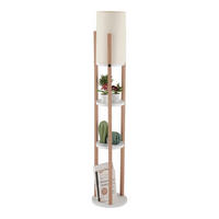 LAMPE mit 3 runden ablagen - circle 21/21/135 cm - Weiß, Holzwerkstoff (21/21/135cm) - Calicosy