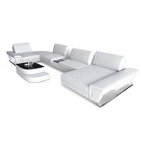 WOHNLANDSCHAFT Bari U - Weiß, Leder (456/89/243cm) - Sofa Dreams