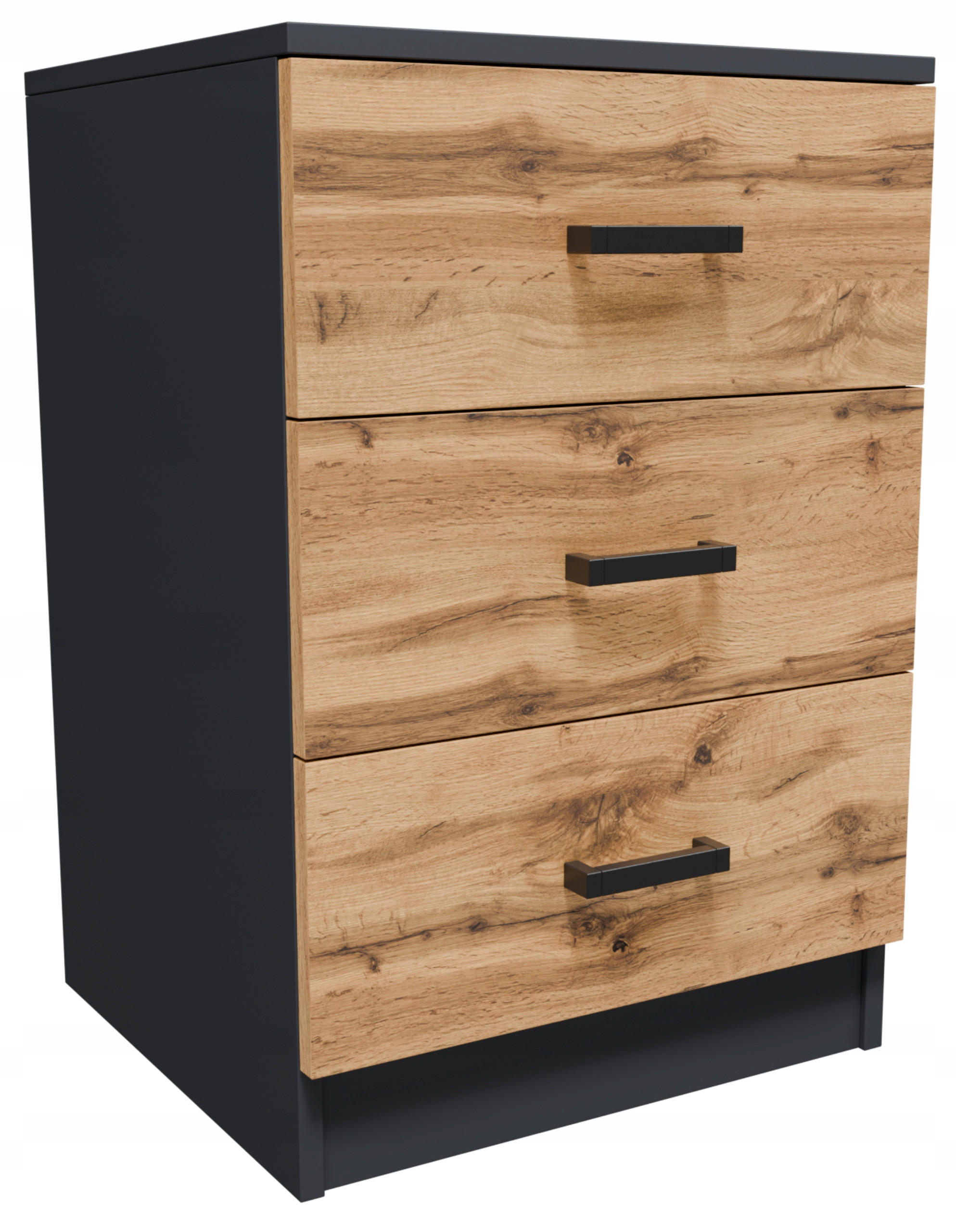 KOMMODE CR3-LOFT-3S Graphit-Wotan Eich 42/40,3/62,3 cm - Eiche Wotan/Graphitfarben, Holzwerkstoff (42/62.3/40.3cm)