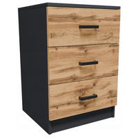 KOMMODE CR3-LOFT-3S Graphit-Wotan Eich 42/40,3/62,3 cm - Eiche Wotan/Graphitfarben, Holzwerkstoff (42/62.3/40.3cm)