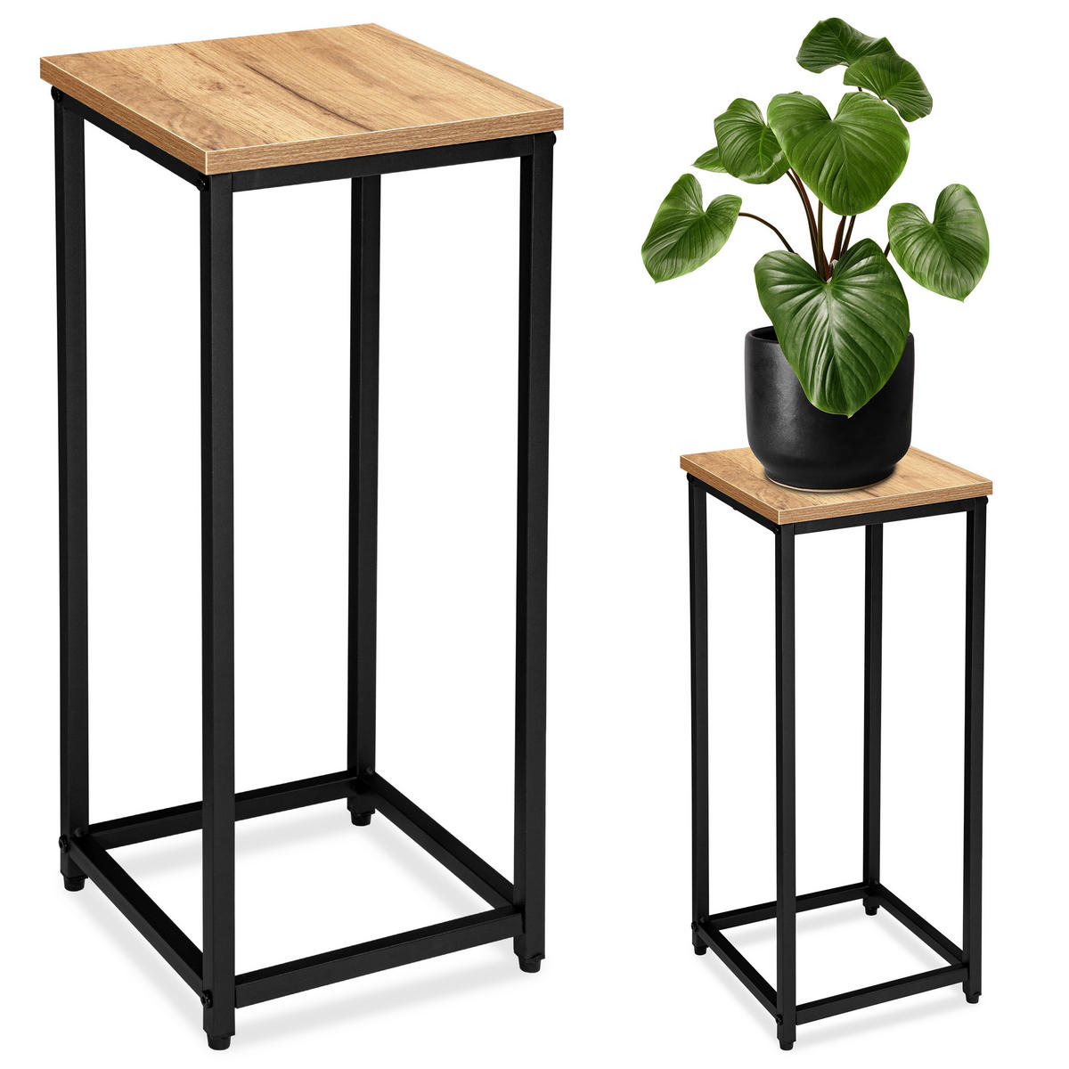 BLUMENSTÄNDER - Eichefarben, Holzwerkstoff/Metall (24/24/63cm)