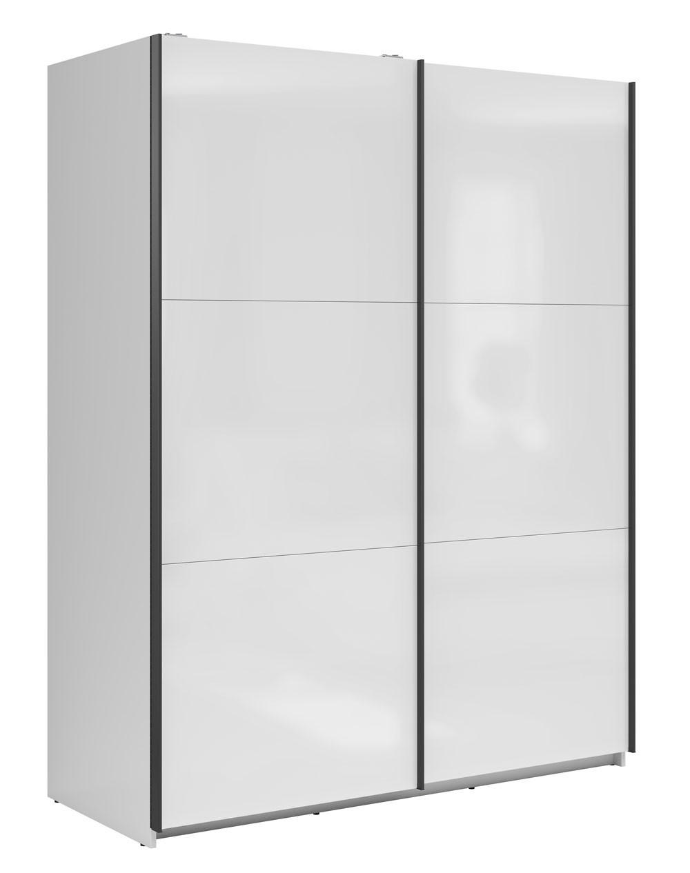 SCHWEBETÜRENSCHRANK Tetrix weiß / weiß Hochglanz 153,5 / 60 / 195,5cm - Weiß Hochglanz/Weiß, Holz/Holzwerkstoff (153.5/195.5/60cm) - Feldmann-Wohnen