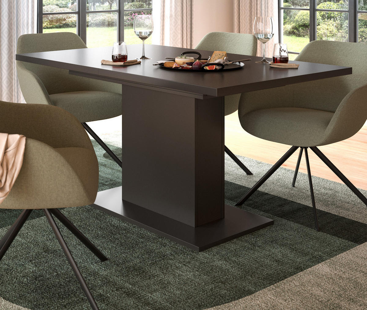 ESSTISCH grau, Küchentisch ausziehbar 150 - 190 cm - Grau, Holzwerkstoff/Metall (150/90/76cm) - Inn.Furn