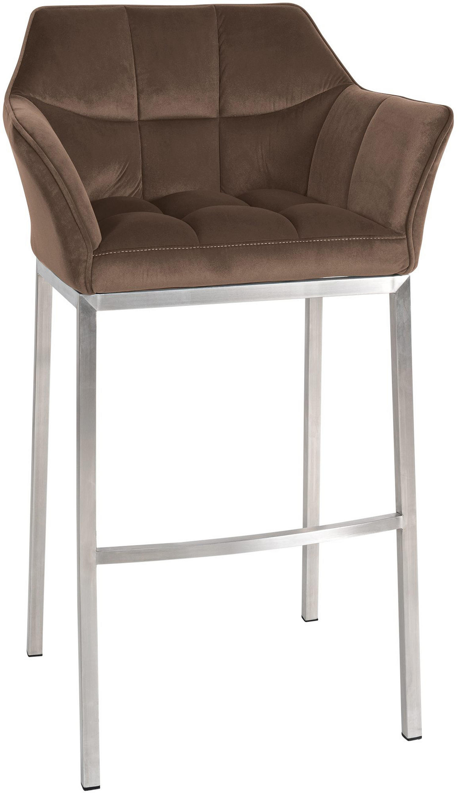 BARHOCKER Damaskus E Samt mit 4-Fuß Gestell braun - Edelstahlfarben/Braun, Textil/Metall (64/110/48cm) - TPFLiving