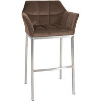 BARHOCKER Damaskus E Samt mit 4-Fuß Gestell braun - Edelstahlfarben/Braun, Textil/Metall (64/110/48cm) - TPFLiving