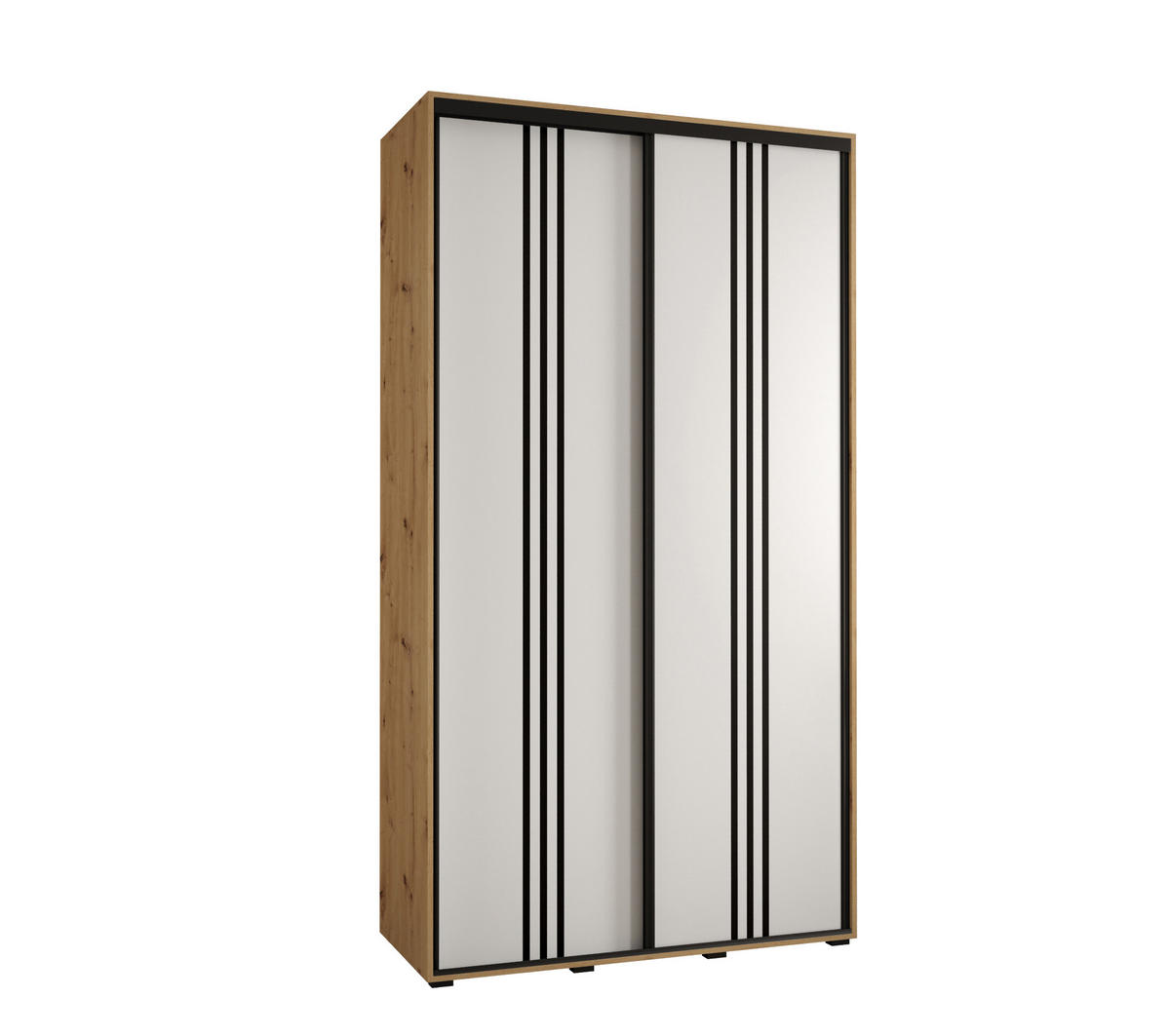 SCHWEBETÜRENSCHRANK 235,2/140/45 2-türig - Schwarz/Weiß, Holz/Metall (140/235/45cm) - Abiks Möbel