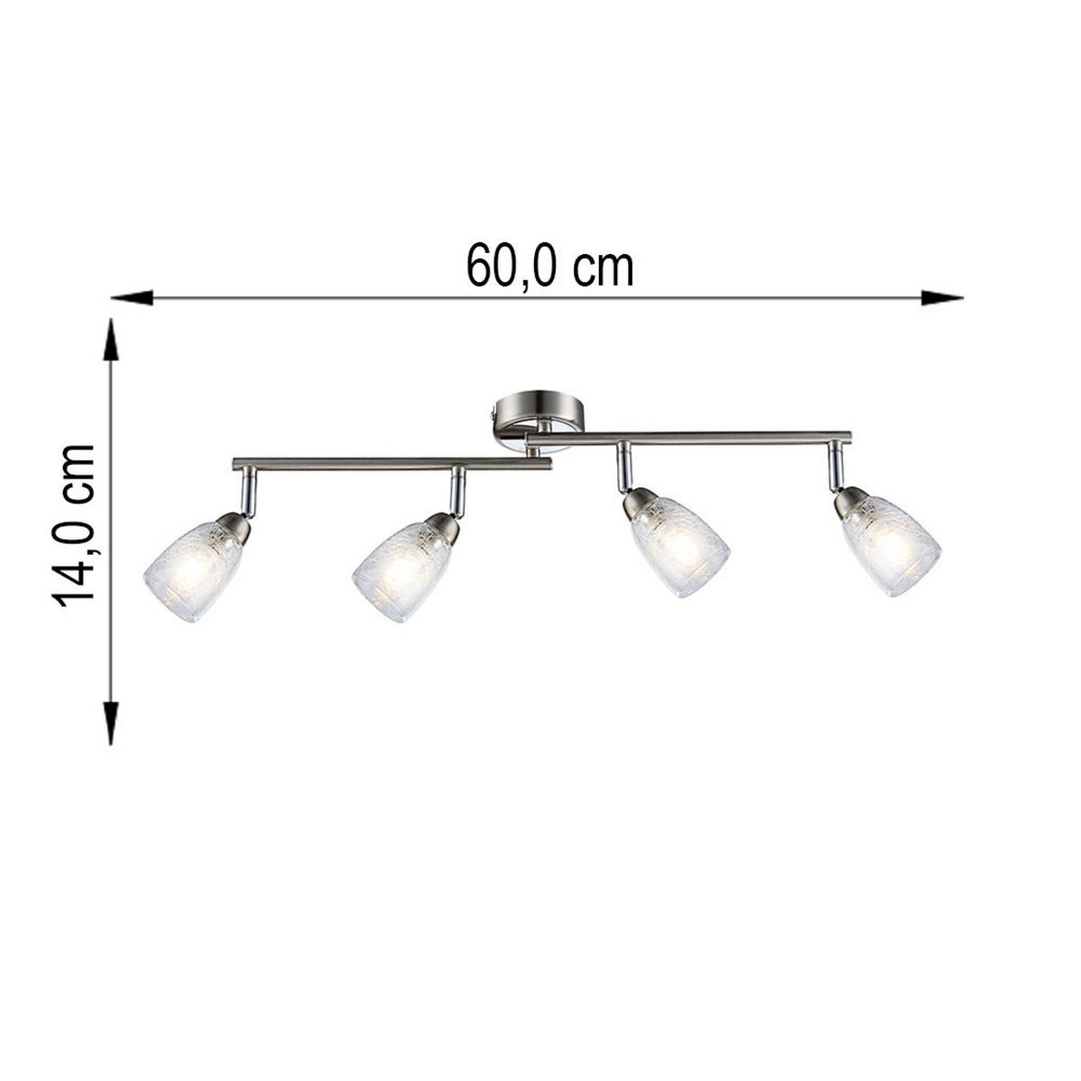 LED DECKENLEUCHTE Crash Silber Glas - Silberfarben, Glas (60/8.5/14cm) - Globo Lighting
