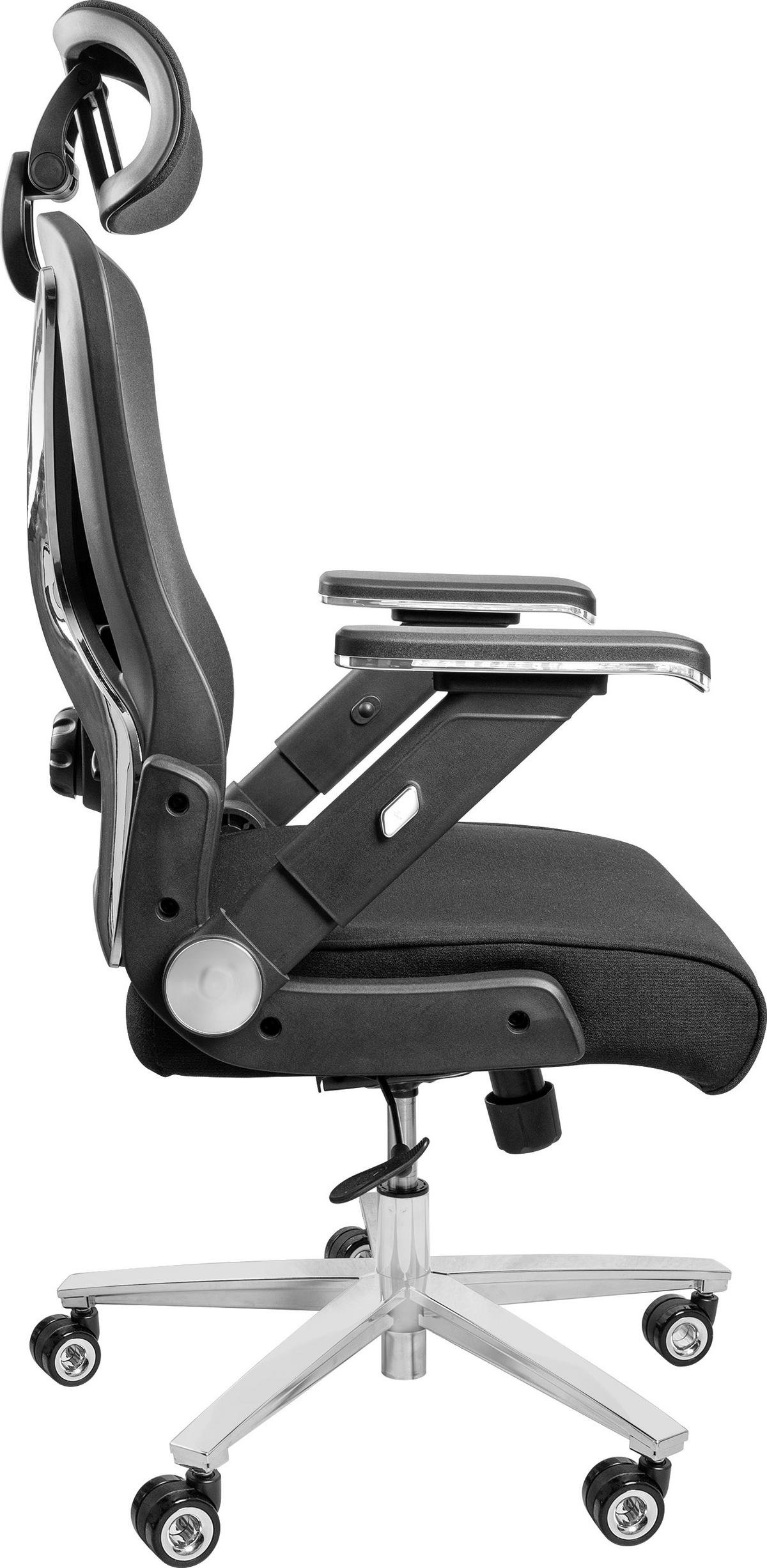 BÜROSTUHL PowerSeat Schwarz - Silberfarben/Schwarz, Kunststoff/Textil (74/135/74cm) - Clouvou