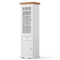 VITRINE Belluno Elegante Kiefer weiß (RAL9010) lackiert / Kiefer gebeizt, Eichefarben 59,5 / 44 / 190cm - Eichefarben/Weiß, Holz/Metall (60/190/44cm) - Feldmann-Wohnen