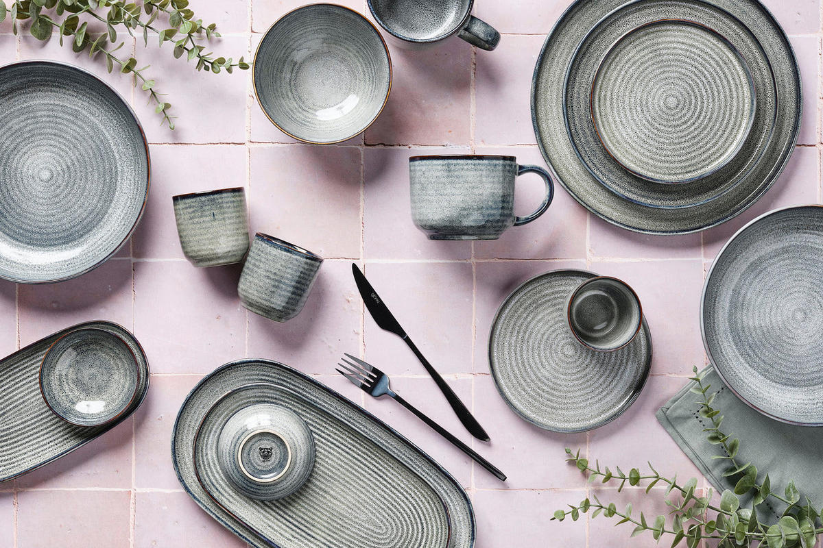 KOMPLETTSERVICE Zen - 48er-Set - Naturfarben - Grau, Keramik (1/1/1cm) - Björn