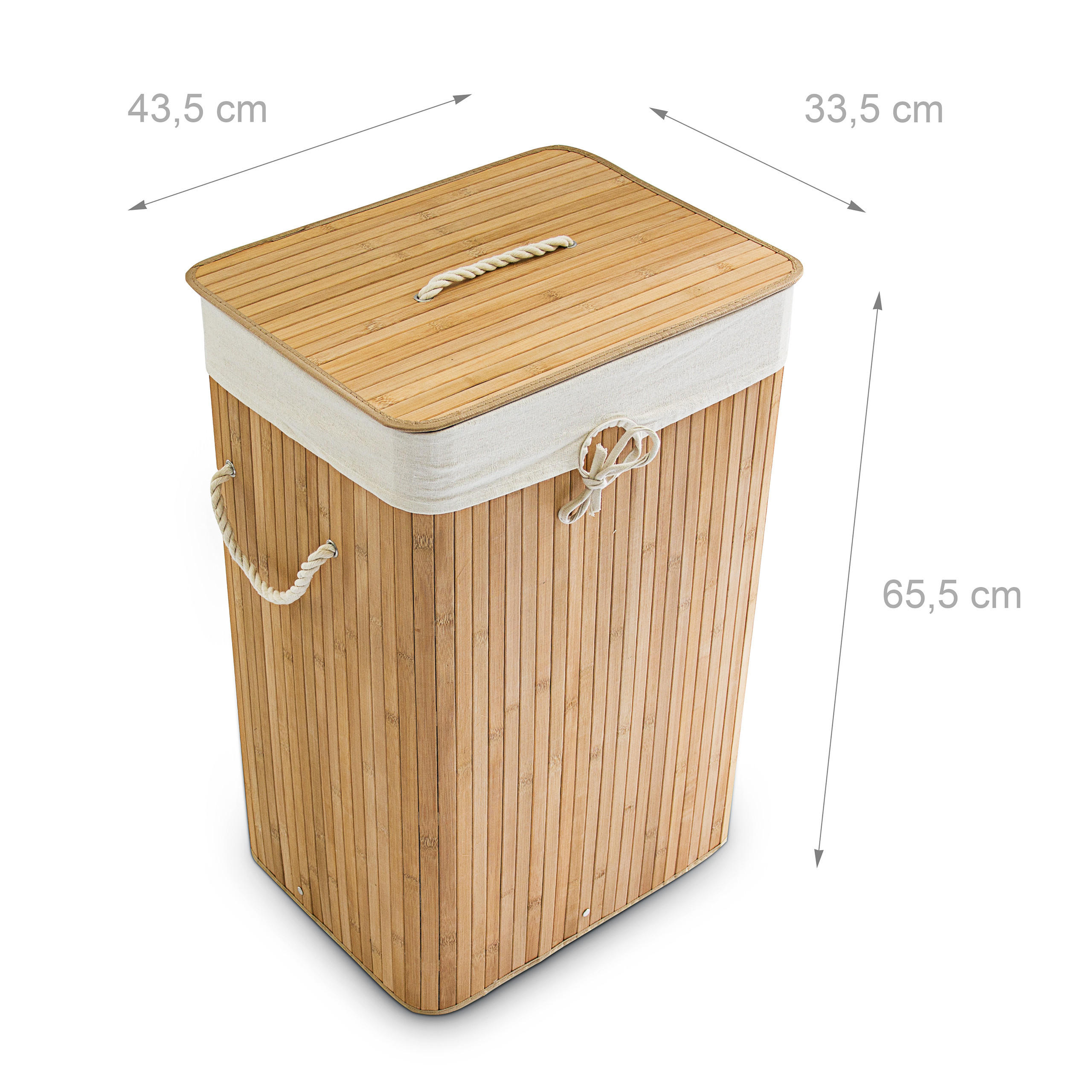 Thumbnail - Relaxdays Wäschekorb, Hellbraun, Holz, Textil, 43.5x65.5x33.5 cm, Ordnen & Aufbewahren, Wäschekörbe & Tonnen