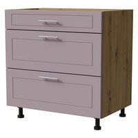 SCHUBLADENUNTERSCHRANK Bari D3/80 Eiche Artisan / RAL 4009 pastellviolett 80 / 50 / 82cm Blum Teilauszug - Violett/Eiche Artisan, Holz/Holzwerkstoff (80/82/50cm) - Feldmann-Wohnen