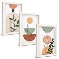 BILDER SET 3er Set - 20x30 cm Weißer Rahmen - Abstrakte Pflanzenformen - Weiß, Kunststoff (20/30cm) - TULUP