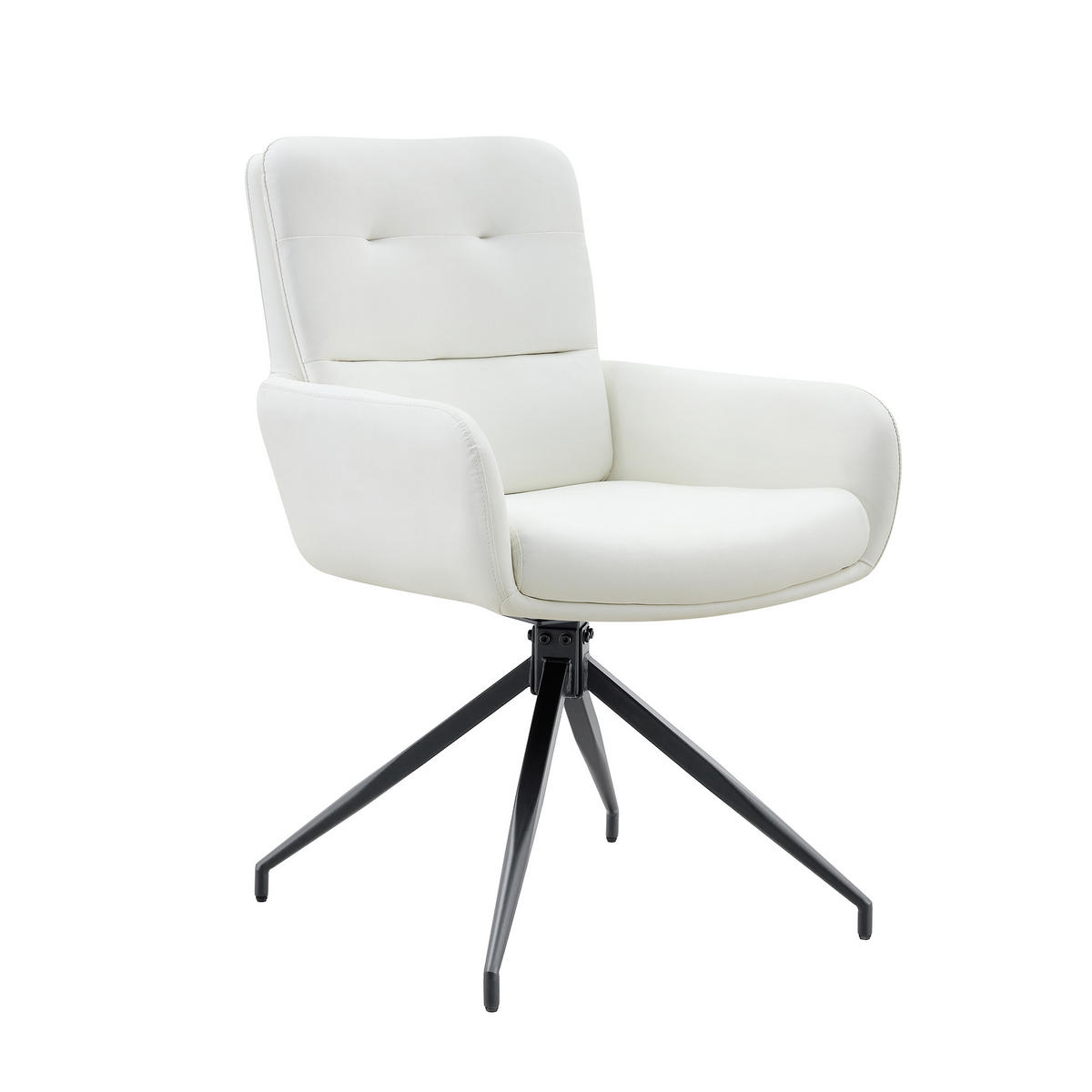 ESSGRUPPE DE-39489 3-teilig, Glastisch und 2 Drehstühlen Weiß - Weiß, Metall (85/75/85cm) - ComfortXL