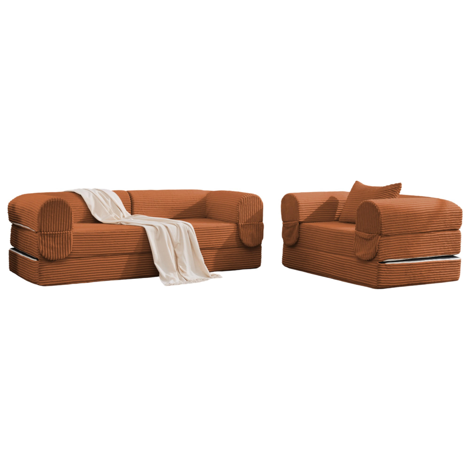 SOFA-SET 2-tlg. Cord Braun - Braun, Kunststoff (78/65/190cm) - Meubliv