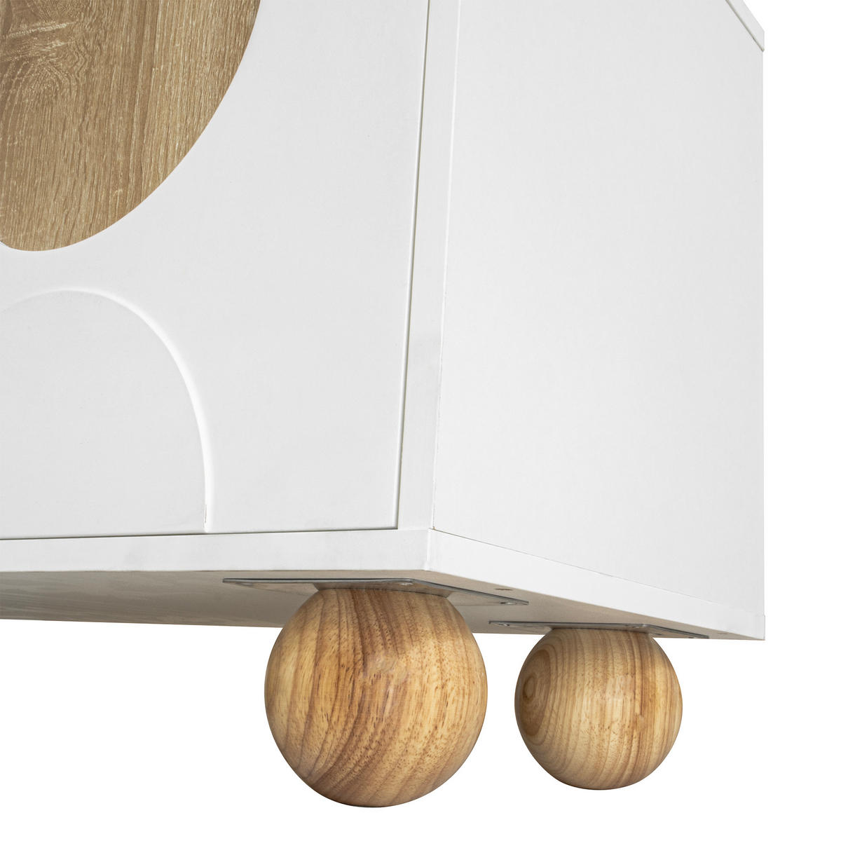 LOWBOARD in Naturfarben und Weiß TV-Schrank mit vier Türen für Wohnzimmer, B175/T38/H50 cm - Naturfarben/Weiß, Holzwerkstoff/Metall (175/50/38cm) - STILVORA