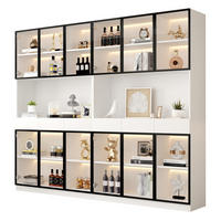 VITRINENSCHRANK mit LED 240 x 200 cm Weiß mit schwarzem Aluminiumrahmen - Weiß, Holzwerkstoff (240/200/36cm) - Beauniv