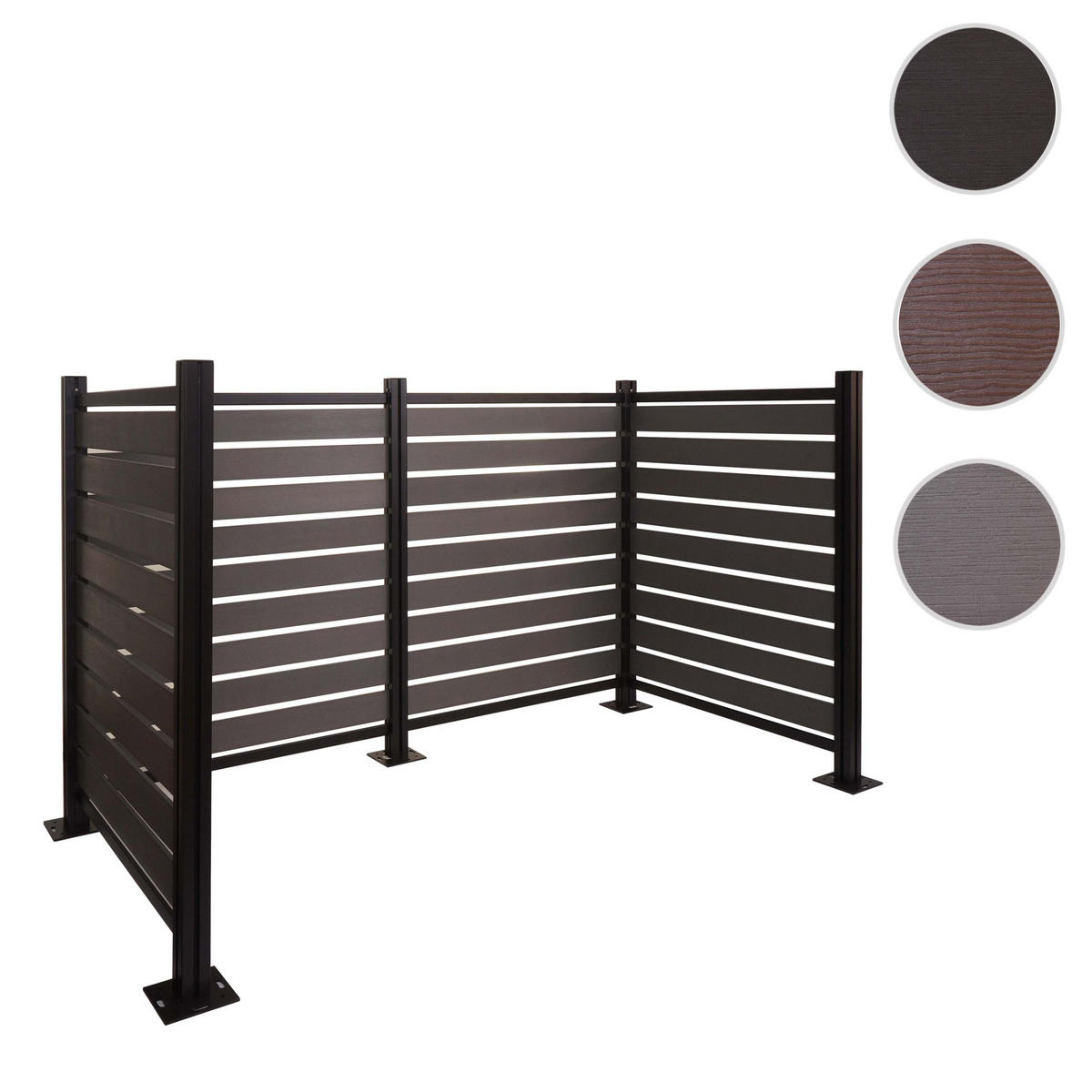 MÜLLTONNEN-ZAUN Grau - Grau, Metall (206/130/110cm) - MCW