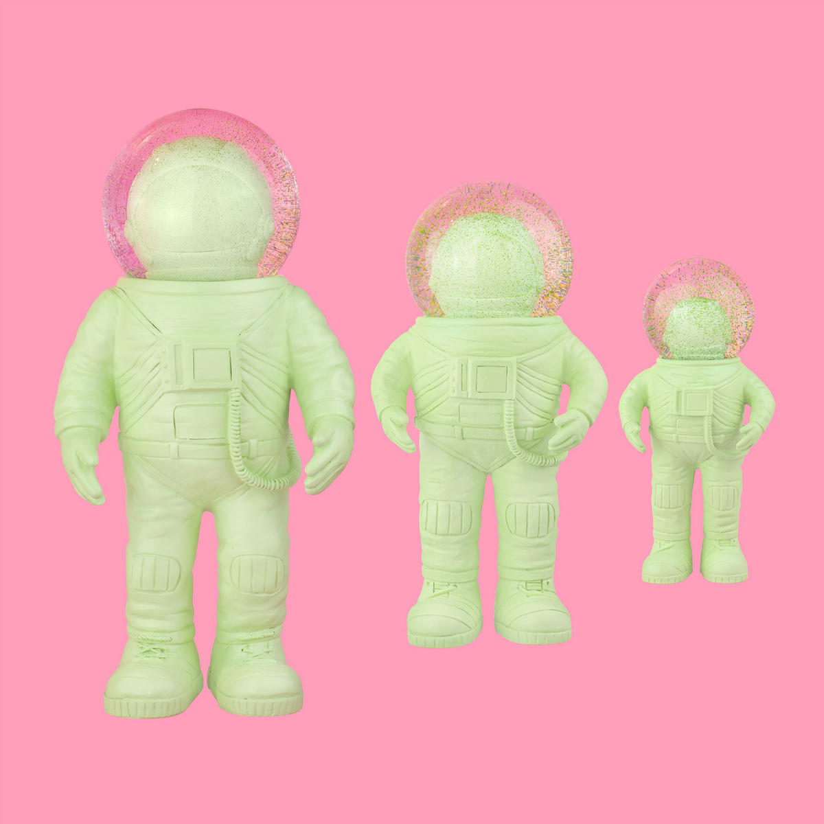 SCHNEEKUGEL Summerglobe The Astronauts Small, Glas / Polyresin, Grün, 13 cm - Grün, Glas (6/13/5cm) - Donkey Products