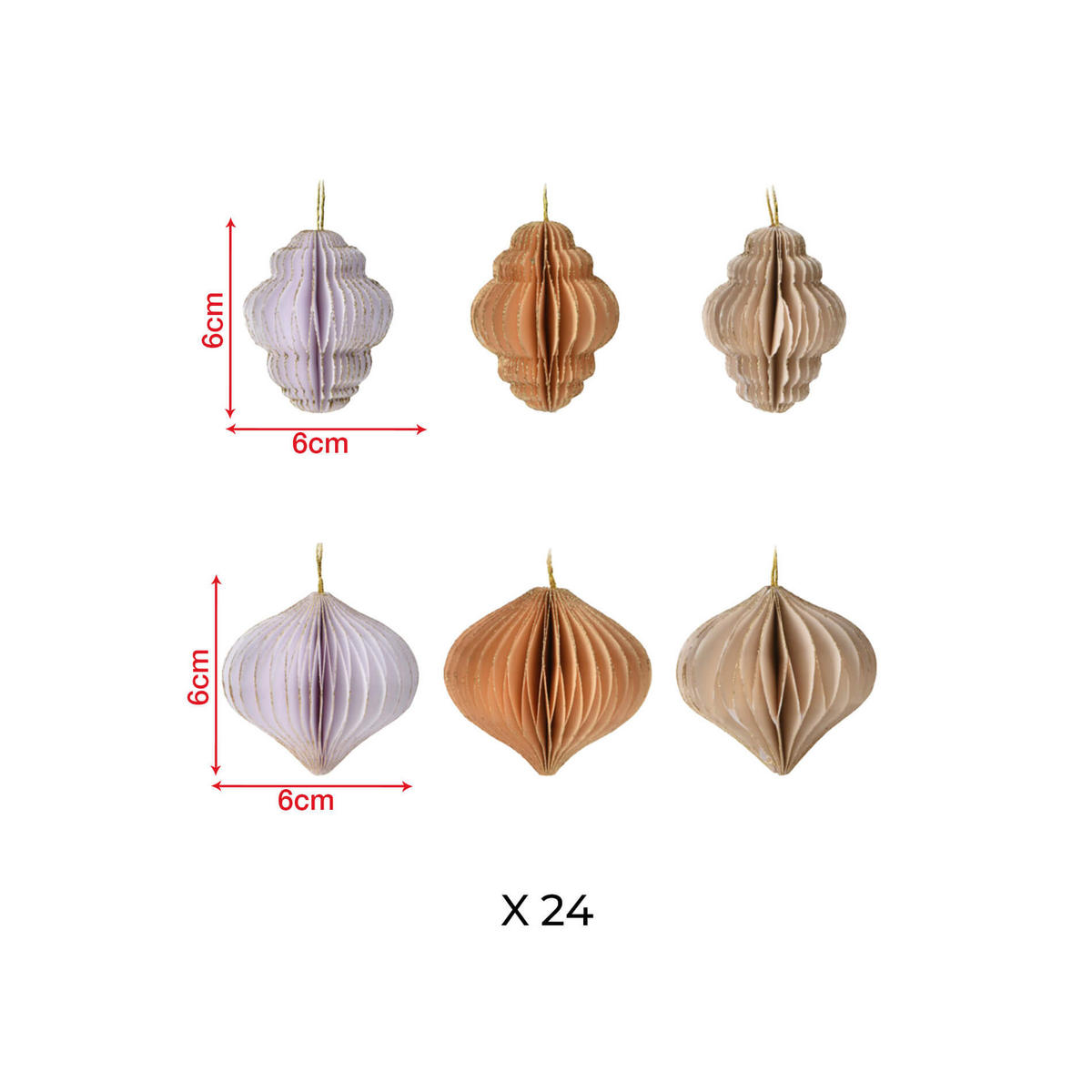 WEIHNACHTSBAUMSCHMUCK SET, 24 pieces Mehrfarbig 6/6/6 cm - Multicolor, Papier (6/6/6cm) - Mobili Rebecca