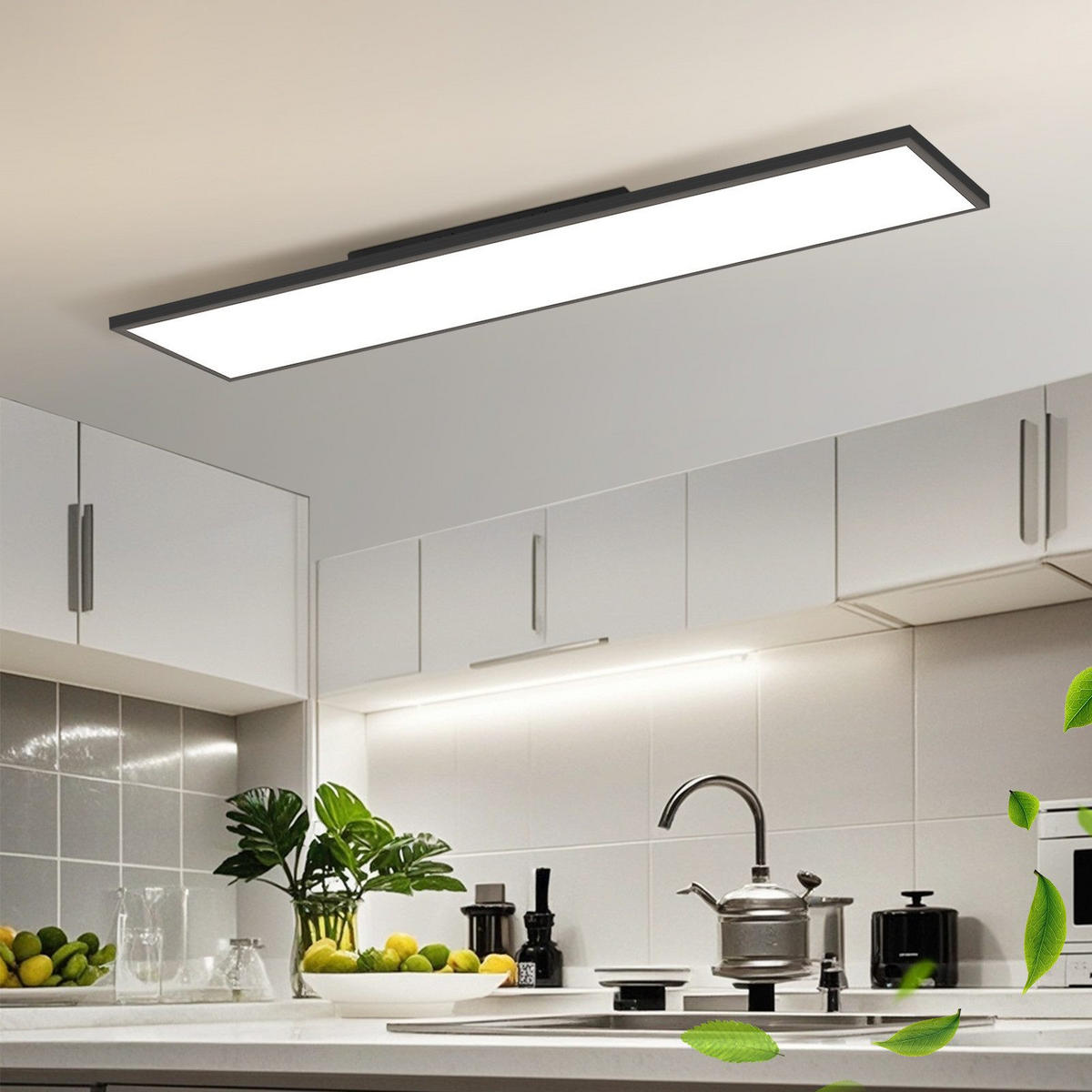 LED-DECKENLEUCHTE Landshut 120/30/4.5 cm - Schwarz, Metall (120/30/4.5cm) - Nettlife
