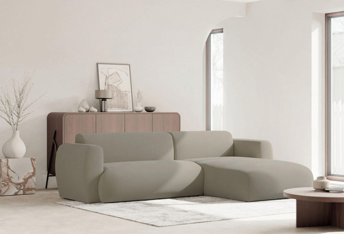 ECKSOFA Emia Greige rechts - Taupe/Schwarz, Kunststoff/Textil (156/262cm) - Selsey
