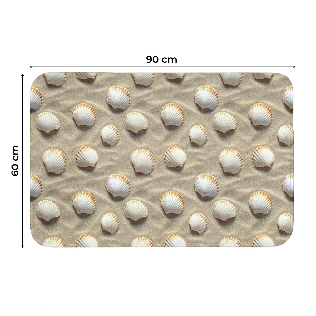 WC PŘEDLOŽKA Mušle - Písek - Námořní 90x60 cm - písková barva, textil/plast (90/1cm) - OnlyWow