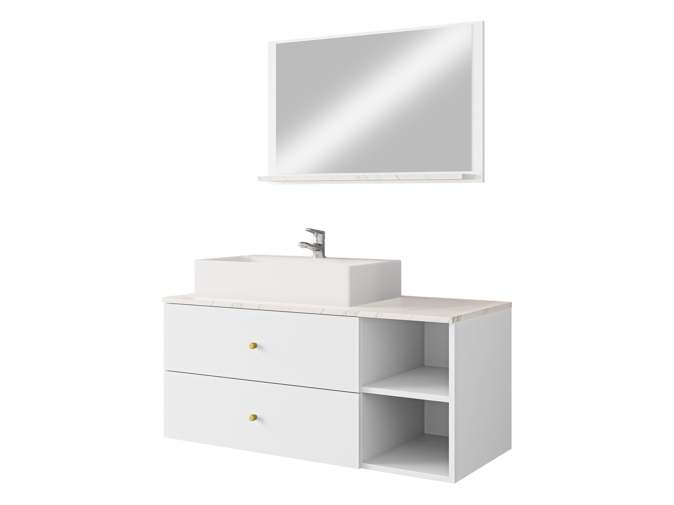 BADMÖBEL-SET Kertos I - Goldfarben/Weiß, Holzwerkstoff/Metall (100/57/45cm) - MIRJAN24