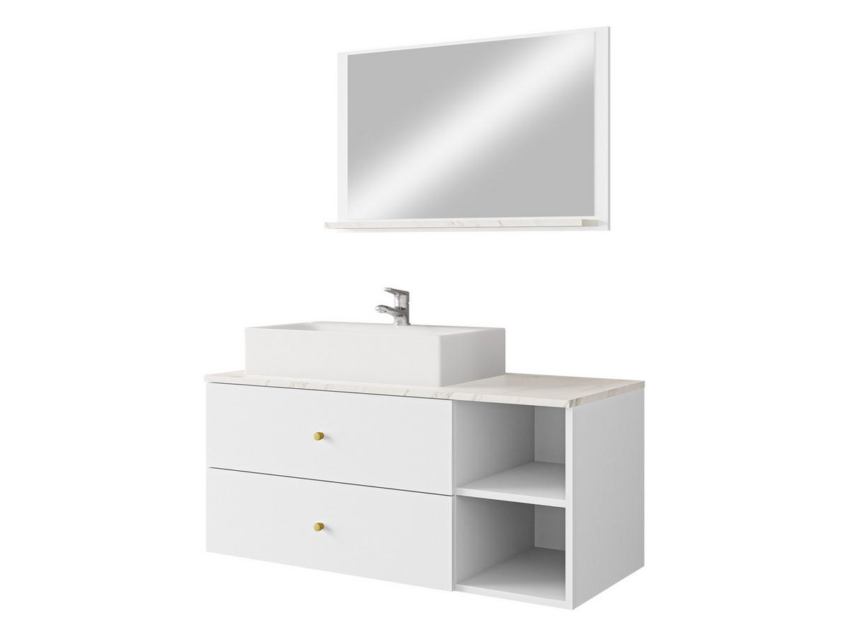 BADMÖBEL-SET Kertos I - Goldfarben/Weiß, Holzwerkstoff/Metall (100/57/45cm) - MIRJAN24