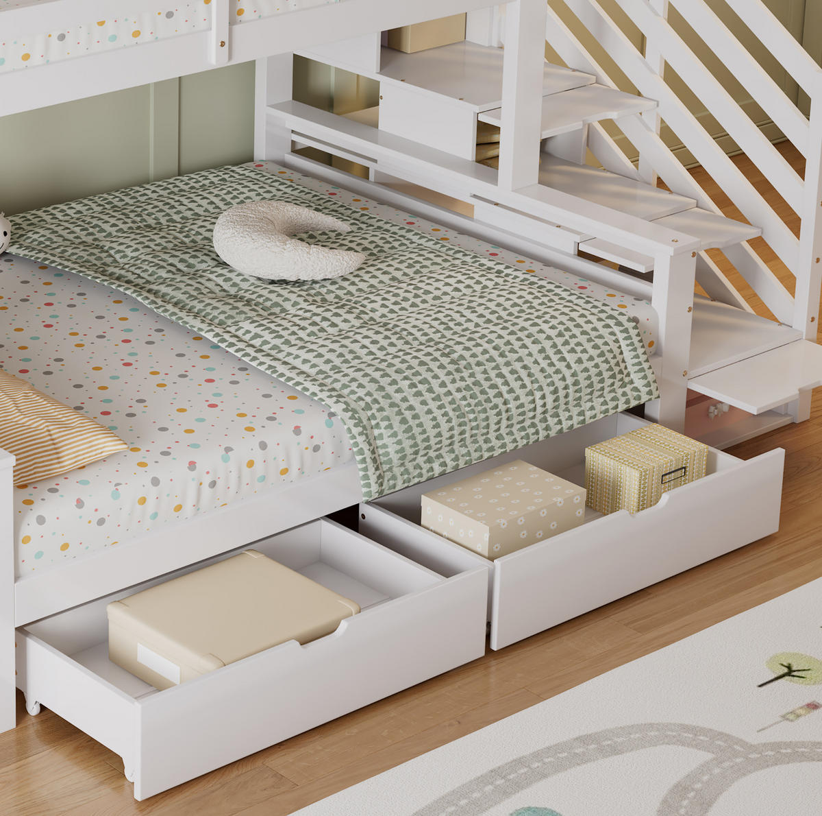 PATROVÁ postel 90/200 cm a 140/200 cm bílá se stříškou a úložným prostorem - bílá, kompozitní dřevo (90/200cm) - OKWISH