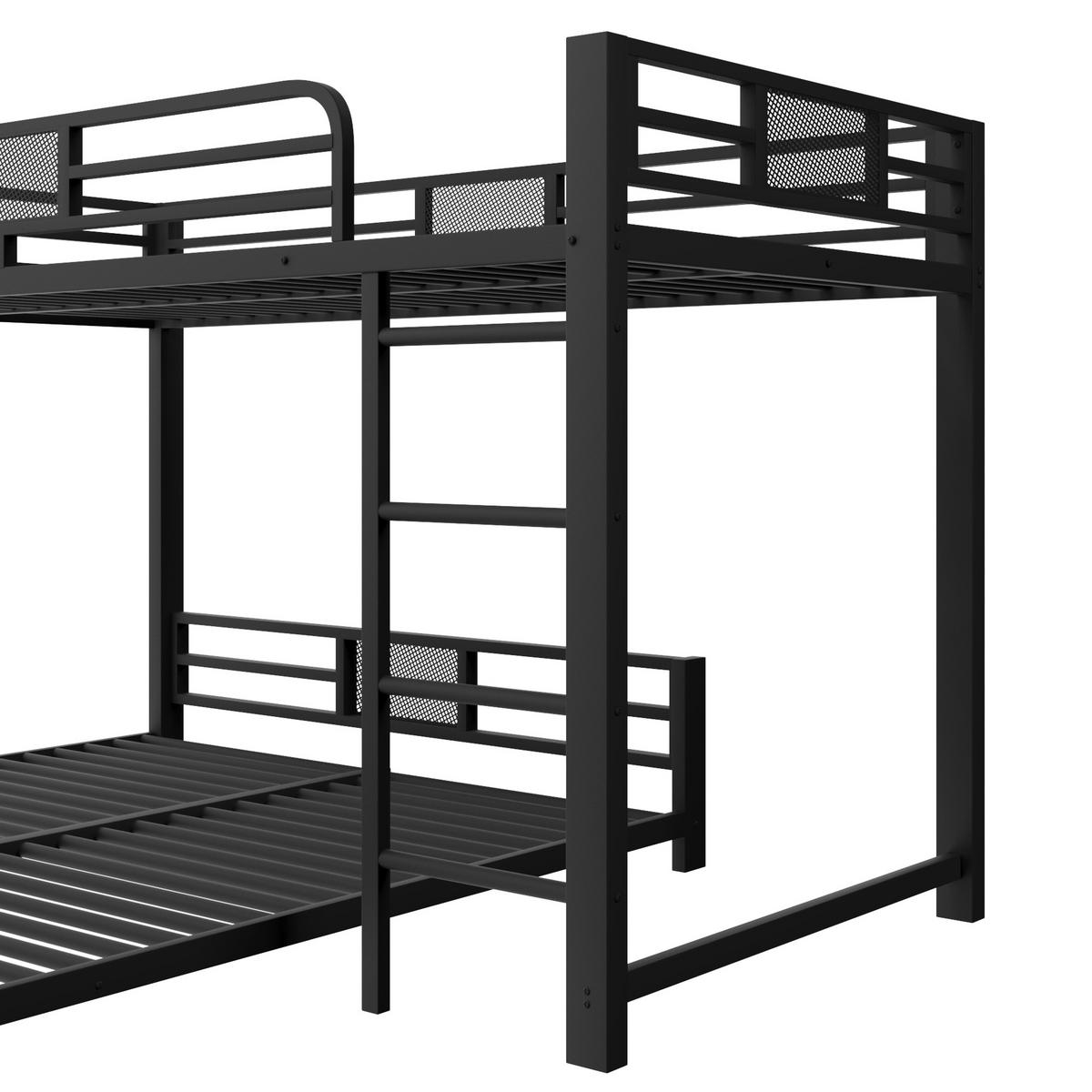 ETAGENBETT 90/200 cm & 140/200 cm in Schwarz L-Form aus Metall - Schwarz, Metall (140/200cm) - CHICFURN
