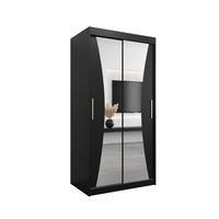 SCHWEBETÜRENSCHRANK 200/100/62 2-türig - Silberfarben/Schwarz, Holz/Kunststoff (100/200/62cm) - Abiks Möbel