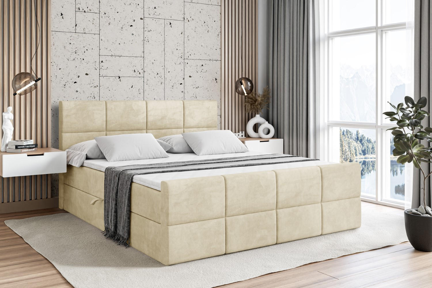 BOXBETT ARDENI-Z - 180x200 cm - H4 - Beige - Beige, Holzwerkstoff (180/200cm) - ALTDECOR