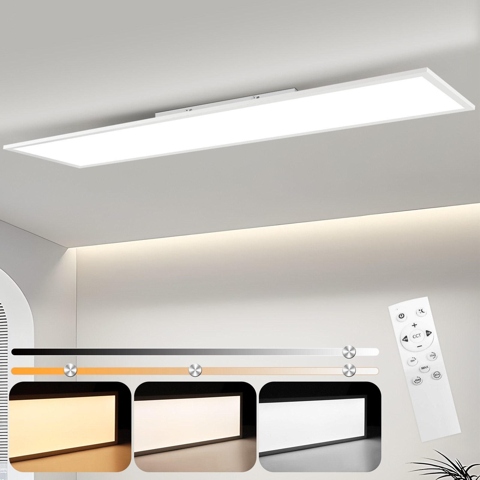 LED-DECKENLEUCHTE Rabenfurt 29.5/5.0/119.5 cm - Weiß, Metall (119.5/29.5/5cm) - ZMH